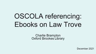 How to reference Law Trove ebooks using the OSCOLA style [upl. by Paul]