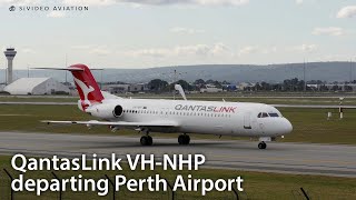 F100 Silveroo Livery  QantasLink VHNHP departing Perth Airport [upl. by Ayotal133]