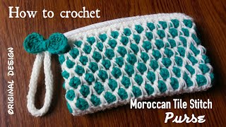 How to Crochet the Moroccan Tile Stitch Purse [upl. by Wehrle517]