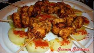 Brochetas de pollo macerado con 5 especias Receta paso a paso de Carmen Cárdenas [upl. by Riebling]