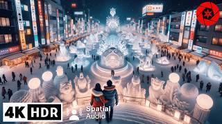 Exploring Japan’s Largest Snow Festival Night Walk  4K HDR [upl. by Ibba827]