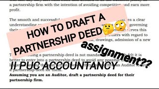 how to draft partnership deed format of partnership deed II puc accountancy [upl. by Baler751]