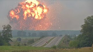 Massive explosion at Ukrainian military ammunitions depot [upl. by Anayk]