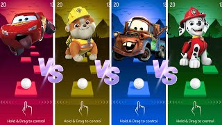 Battle Paw Patrol vs Cars  McQueen 🆚 Rubble 🆚 Mater 🆚 Marshall  Tiles Hop EDM Rush🎶🕺🏼 [upl. by Power]