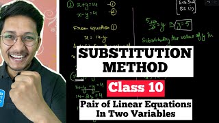 Substitution method  Class 10  Maths [upl. by Myo772]