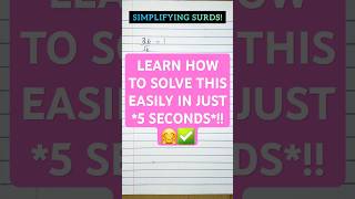 SIMPLIFYING SURDS simplify simplification surds roots maths shortsfeed [upl. by Hawken955]