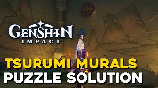 Genshin Impact Murals Puzzle Solution StarShaped Gems amp Seelie Locations On Tsurumi Island [upl. by Corsiglia]