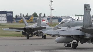 Two RCAF CF18 Hornets LOUD Startup Taxi and Takeoff from Calgary Airport ᴴᴰ [upl. by Onateag194]