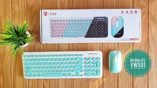 Unboxing  Bubalus VW501  Retro Quiet Wireless Keyboard Mouse Set  For Android  Windows  IOS [upl. by Darcee523]