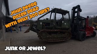 Inoperative Military John Deere 450G dozer is blown up after 300 original hours but why Part 1 [upl. by Zolnay]