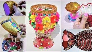 10 Beautiful Flower Vase For Home Decoration  Easy DIY with Plastic Bottle and Paper [upl. by Obellia314]