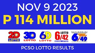 Lotto Result November 9 2023 9pm PCSO [upl. by Ansell]