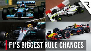 The biggest technical rule changes in Formula 1 history [upl. by Anorahs]