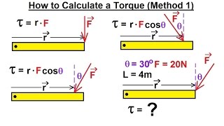 Physics 15 Torque Fundamentals 4 of 13 How to Calculate a Torque Method 1 [upl. by Hsitirb]