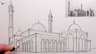 How to Draw a Mosque Realistic Pencil Drawing StepbyStep [upl. by Leanahtan304]