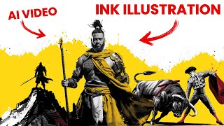 How to Create Ink Illustration Videos Using AI  100 FREE [upl. by Earlie974]