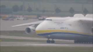 Antonov AN 225 Mrija  Take off LeipzigHalle Airport [upl. by Burris369]