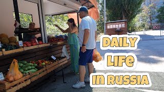 Living in Russia 🇷🇺 Buying food at the farmer market Cooking Chicken  eggplants [upl. by Duster]