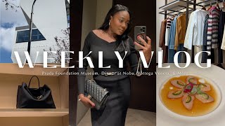 WEEKLY VLOG  Prada Foundation Museum a Day at Bottega Veneta Dinner at Nobu amp More [upl. by Selima]