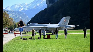 The military base where you have to STOP for Jets Meiringen Air Base practicing for AXALP [upl. by Frasquito]