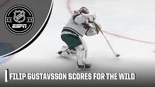 Wild goalie Filip Gustavsson SCORES in final seconds vs Blues  ESPN NHL [upl. by Ellenrahc]