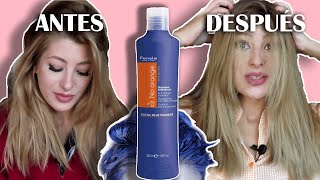 Champú AZUL en pelo NARANJA rubio y castaño  FANOLA NO ORANGE BLUE SHAMPOO  Matizar pelo rubio [upl. by Ynohtnacram]