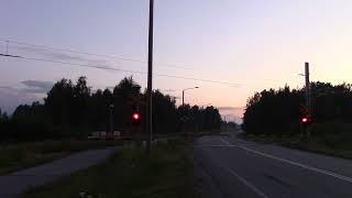 VR T 5496 passed LEHTISAARI km 05200458 level crossing  Pietarsaari Finland [upl. by Aneel]