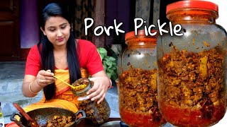 Northeast Indian Tasty Pork Pickle  Achar  How to make tasty amp easy Pork Pickle 😋 [upl. by Tyrus]