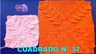 VIDEO COMPLETO de Como tejer el Cuadrado N° 37 a crochet en punto hojas en relieves para cobijas [upl. by Olav730]