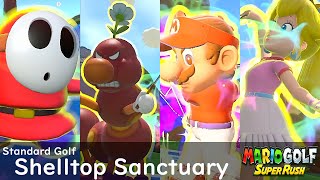 Mario Golf Super Rush Shy Guy vs Wiggler vs Mario vs Peach in Shelltop Sanctuary [upl. by Gannie376]