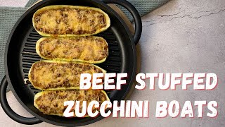 Beef stuffed zucchini boats Recipe with the Whatever Pan  Best Cookware [upl. by Aeneas906]