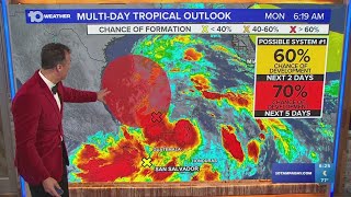 Tracking the Tropics Disturbance in Gulf of Mexico could develop into seasons first named storm [upl. by Einiar]