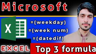 Top three formula excel how to use formula function weekday week num datedif in ms excel [upl. by Furiya]