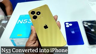 Realme N53 converted in iPhone 15 Pro Max  Apple Back Panel and logo [upl. by Arbmik]