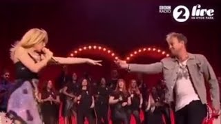 The Moment Kylie Minouge and Jason Donovan Reunited for quotEspecially For Youquot  BBC Radio 2 Live 2018 [upl. by Dijam]