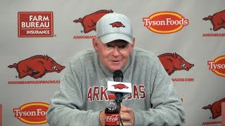 Arkansas OC Bobby Petrino speaks to media after fall camp [upl. by Kela]