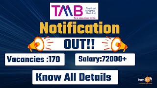 TMB Bank Notification 2024  170 Vacancies for Senior Customer Service Executive  Know all details [upl. by Delilah]