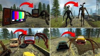 Everything turn into monster chase  Tv Eater Siren Head Bus eater Car eater in gmod [upl. by Eesdnil]