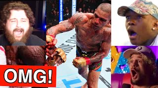 MMA WORLD REACTS TO ALEX PEREIRA KNOCKING OUT KHALIL ROUNTREE AT UFC 307 [upl. by Lyda]