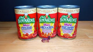 Unboxin Doxin  Chef Boyardee Mini Pasta Shells Mini ABCs amp 123s And Mini Beef Ravioli [upl. by Rekrap]