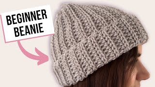 HOW TO CROCHET A CHUNKY RIBBED BEANIE  Beginner Friendly [upl. by Oicnaneb]