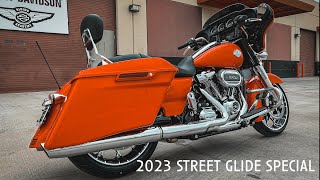 2023 HarleyDavidson FLHXS Street Glide Special in Baja Orange Chrome Finish  Bike of the Week [upl. by Crescentia744]