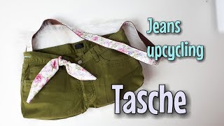 Tasche aus alter Jeans  Nähanleitung OHNE Schnittmuster  Für Anfänger  Nähtinchen [upl. by Llehsor]