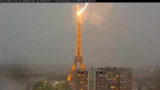 Eiffel Tower struck by lightning [upl. by Xanthus]