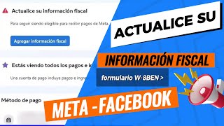 Cómo llenar o agregar información fiscal en Facebook ✏️ Actualice su información fiscal W8BEN [upl. by Lamhaj]