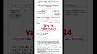 IBPS PO New Vacancy 2024। ibps po exam date।ibpspo। [upl. by Devlen]