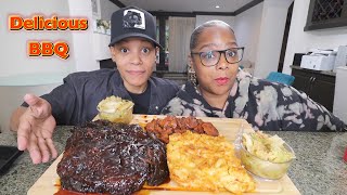 HUGE HOMEMADE BBQ BRISKET AND SOUL FOOD MUKBANG [upl. by Muhan]