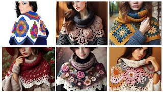 latest most demanding crochet knit caplets Shawl  embroidered pattern crochetdesigns [upl. by Bolte]