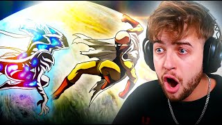 Reacting to SAITAMA vs COSMIC GAROU Full Fight Animation [upl. by Hanfurd]