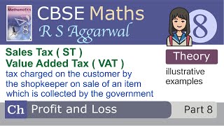 CBSE Maths 8 RS Aggarwal  Profit and Loss  Sales Tax and VAT [upl. by Auqinu]